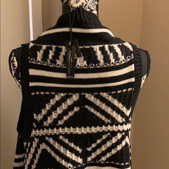 Vest/scarf long knitted black and white - Picture 4 of 6